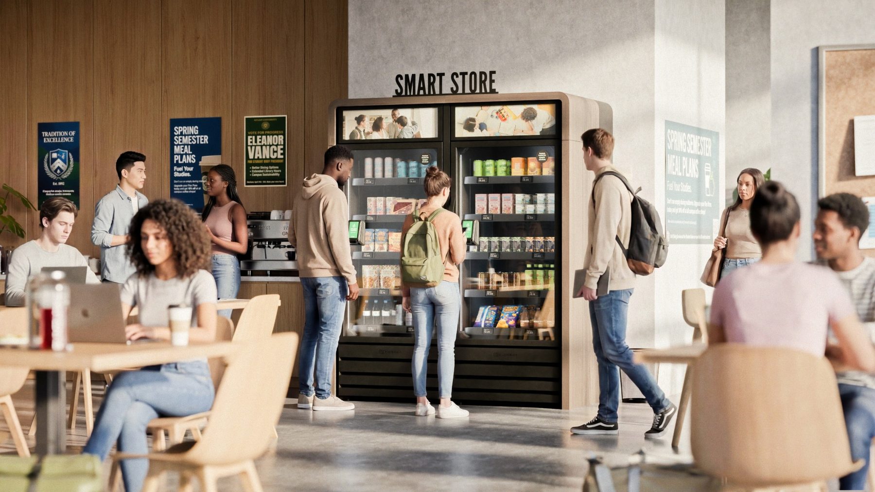 Knibbly self-service market in a education environment