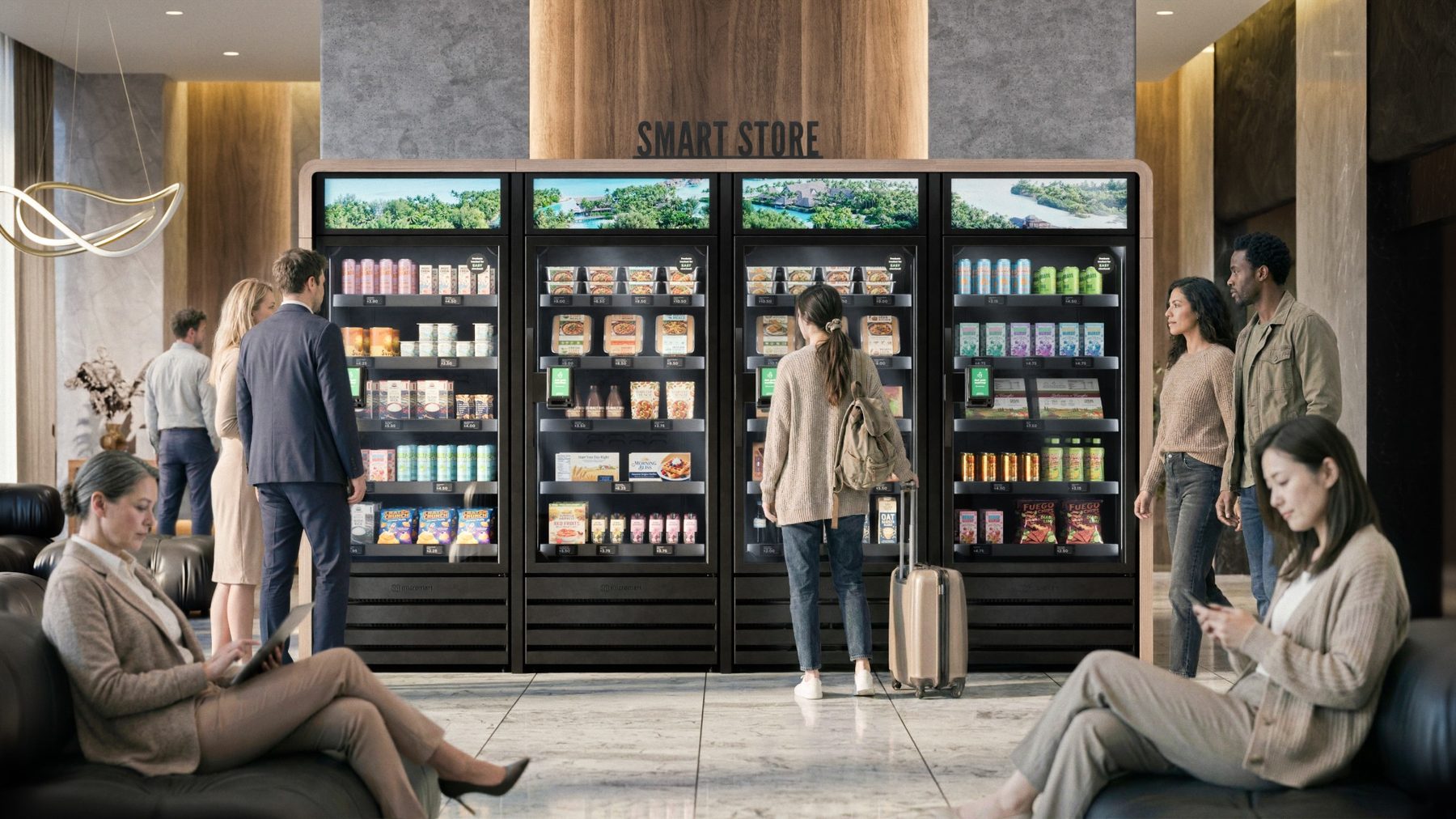 Knibbly self-service market in a hospitality environment