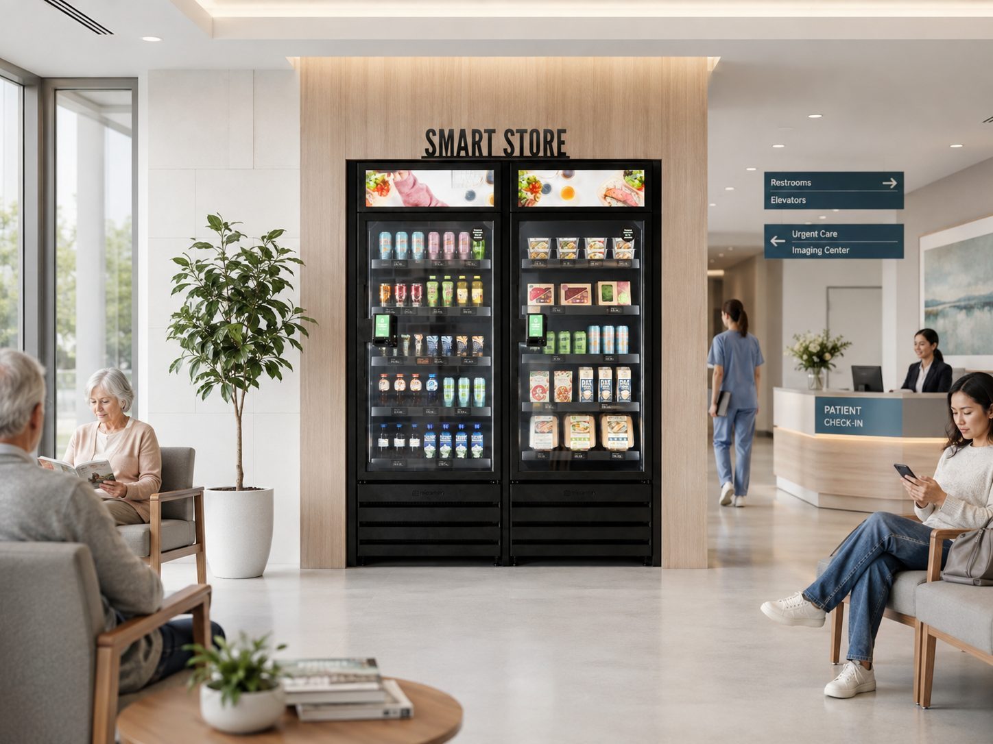 Knibbly self-service market in a medical center environment